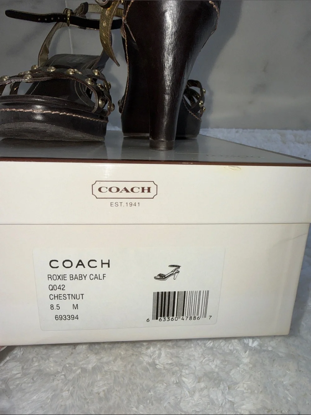 Coach Black Leather Studded Platform Sandals with Gold Accents 8 1/2 w/box